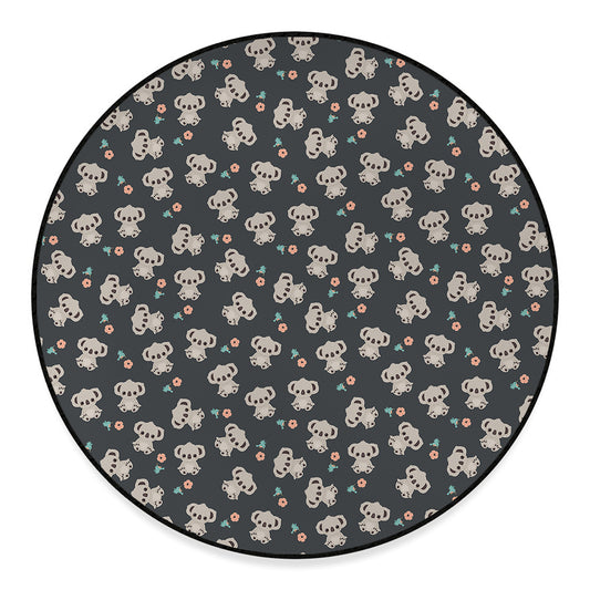 Baby Koala And Floral Pattern Print Round Floor Mat