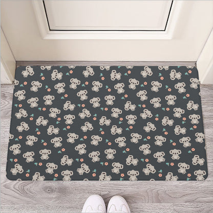 Baby Koala And Floral Pattern Print Rubber Doormat