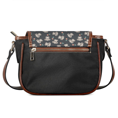 Baby Koala And Floral Pattern Print Saddle Bag