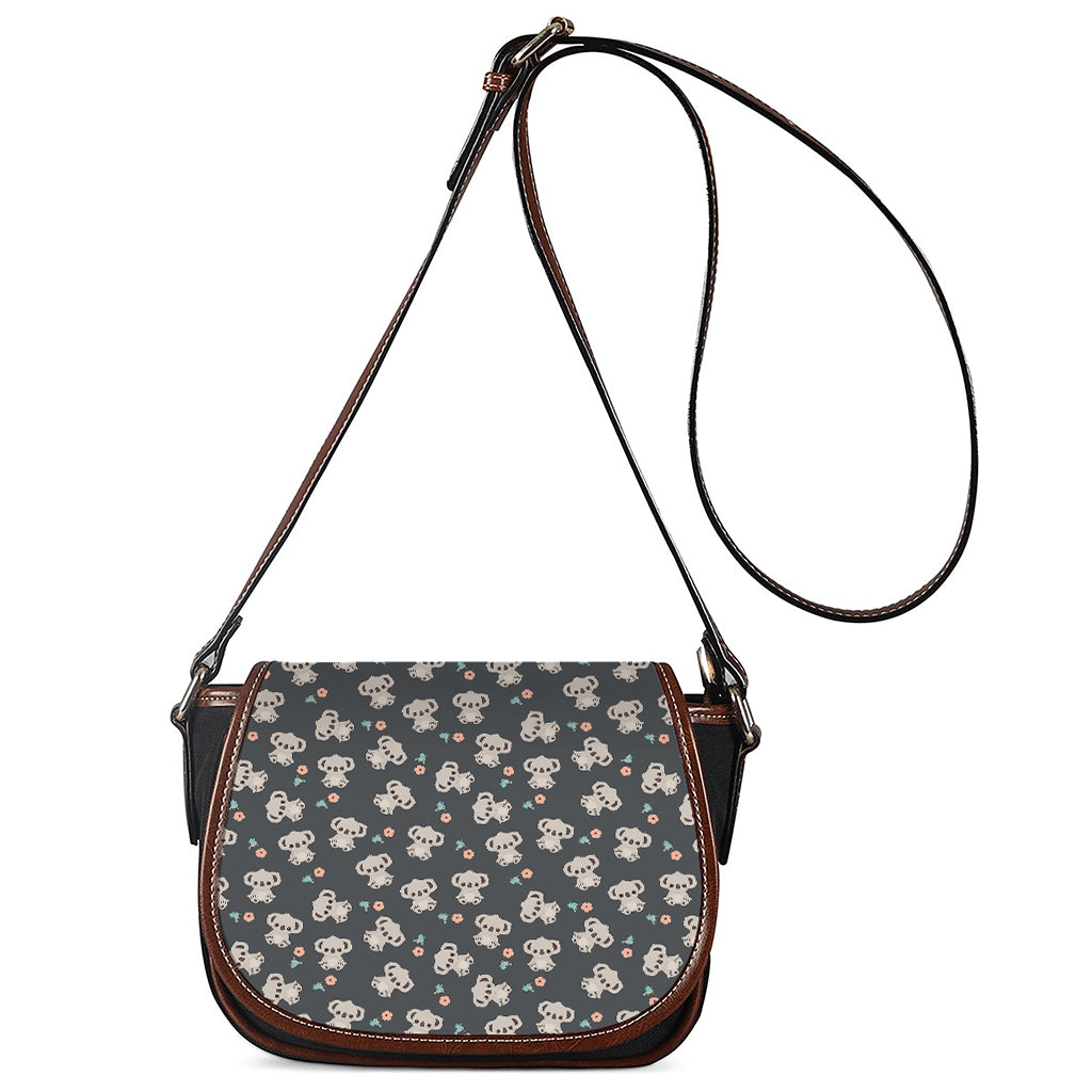 Baby Koala And Floral Pattern Print Saddle Bag