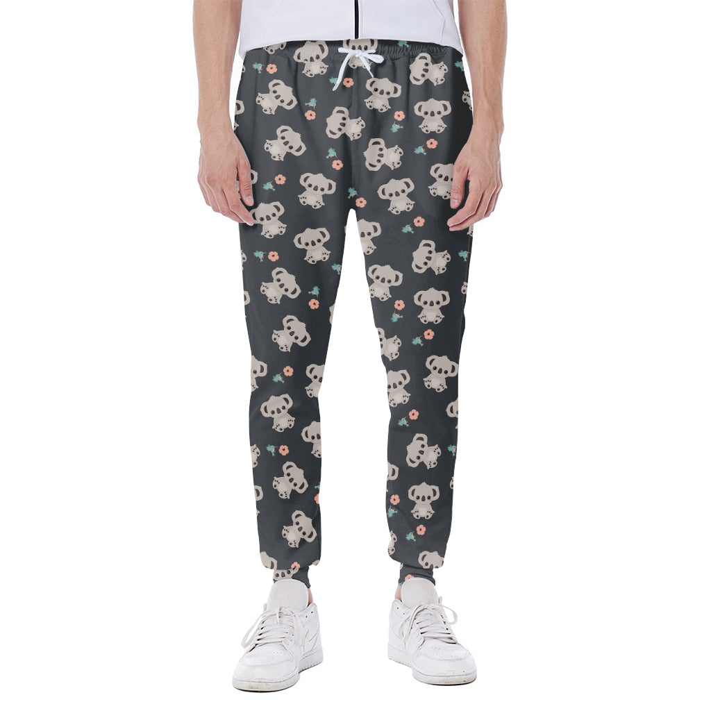Baby Koala And Floral Pattern Print Scuba Joggers