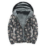 Baby Koala And Floral Pattern Print Sherpa Lined Zip Up Hoodie