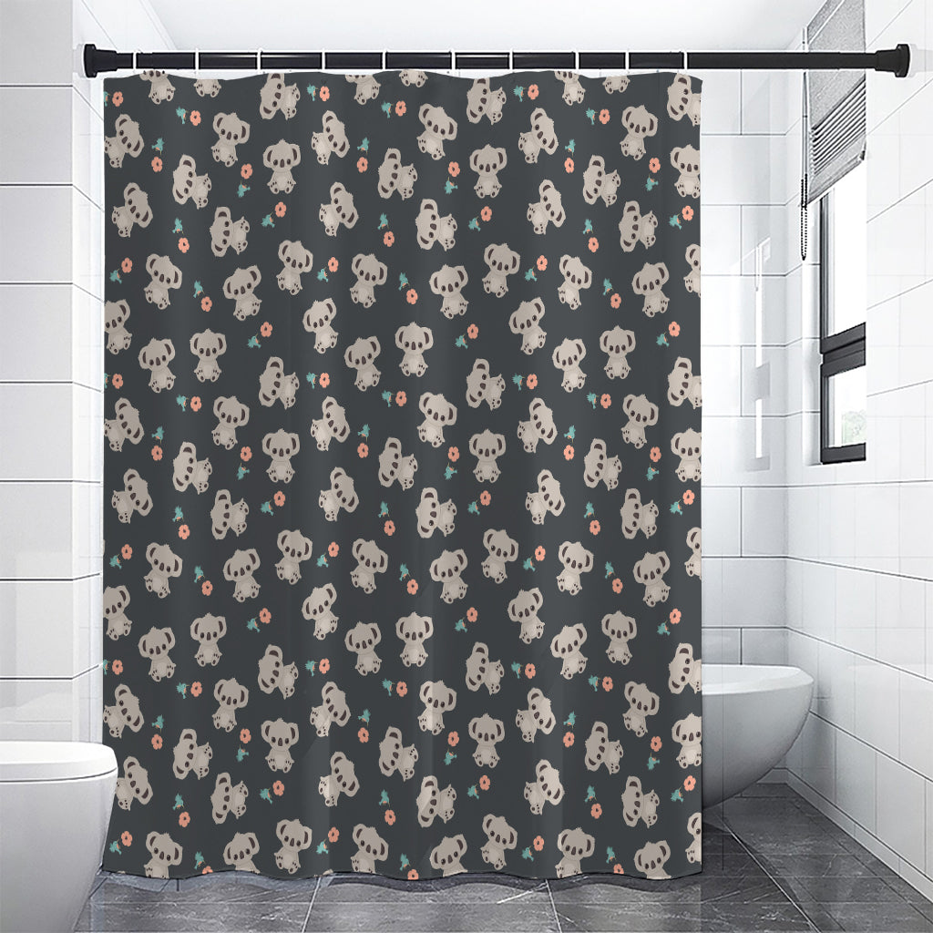 Baby Koala And Floral Pattern Print Shower Curtain