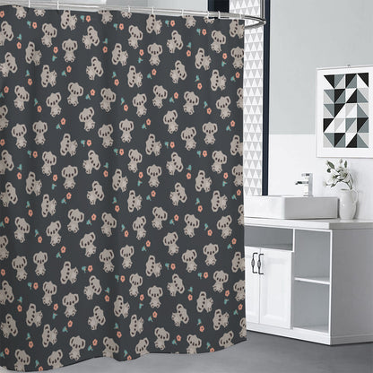 Baby Koala And Floral Pattern Print Shower Curtain