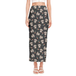 Baby Koala And Floral Pattern Print Side Slit Maxi Skirt