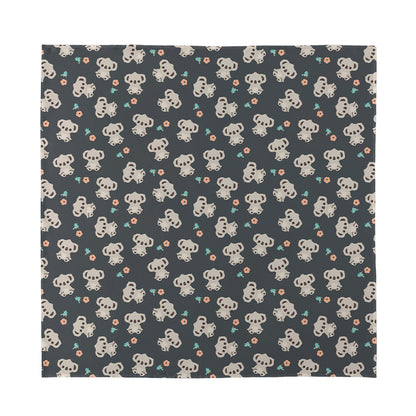 Baby Koala And Floral Pattern Print Silk Bandana