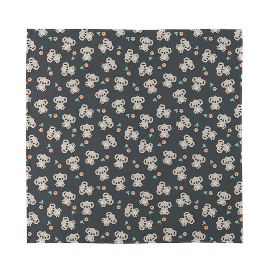Baby Koala And Floral Pattern Print Silk Bandana