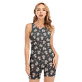 Baby Koala And Floral Pattern Print Sleeveless One Piece Swimsuit