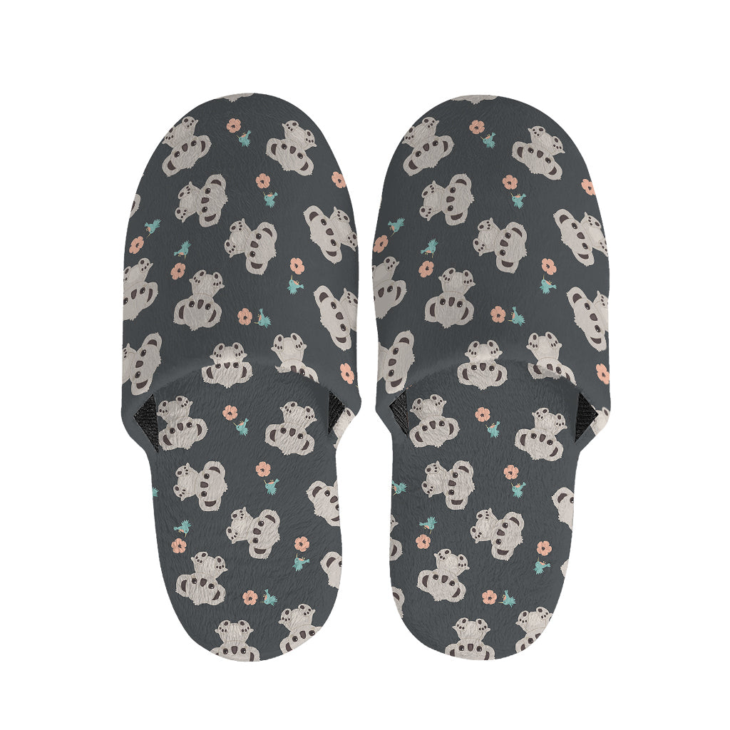 Baby Koala And Floral Pattern Print Slippers
