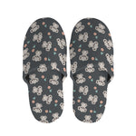 Baby Koala And Floral Pattern Print Slippers