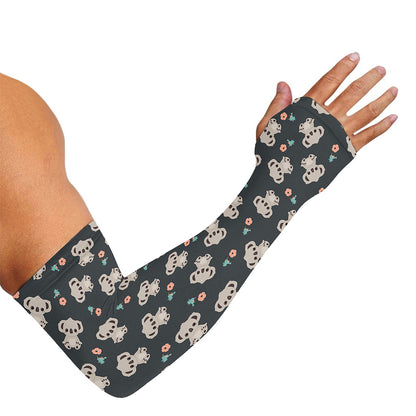Baby Koala And Floral Pattern Print Sun Protection Arm Sleeves