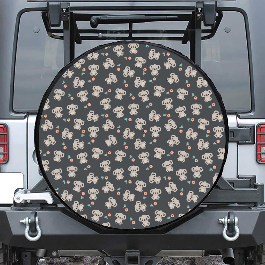 Baby Koala And Floral Pattern Print Tire Cover