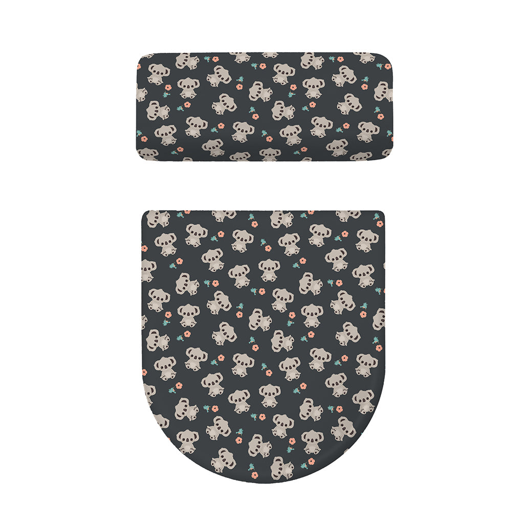 Baby Koala And Floral Pattern Print Toilet Lid And Tank Cover Set