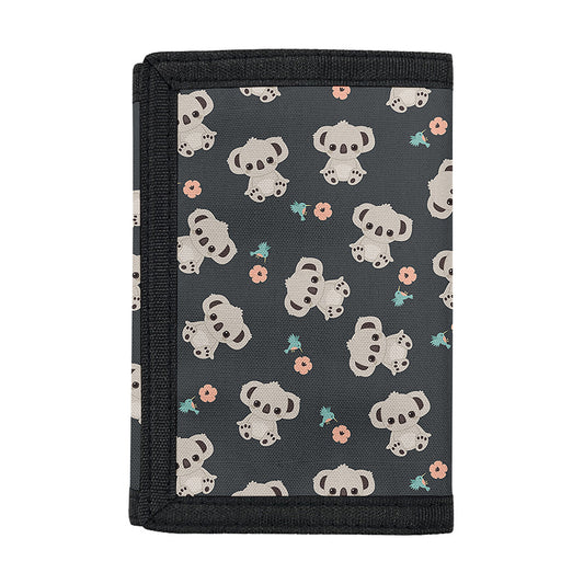Baby Koala And Floral Pattern Print Trifold Wallet