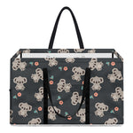 Baby Koala And Floral Pattern Print Utility Tote Bag