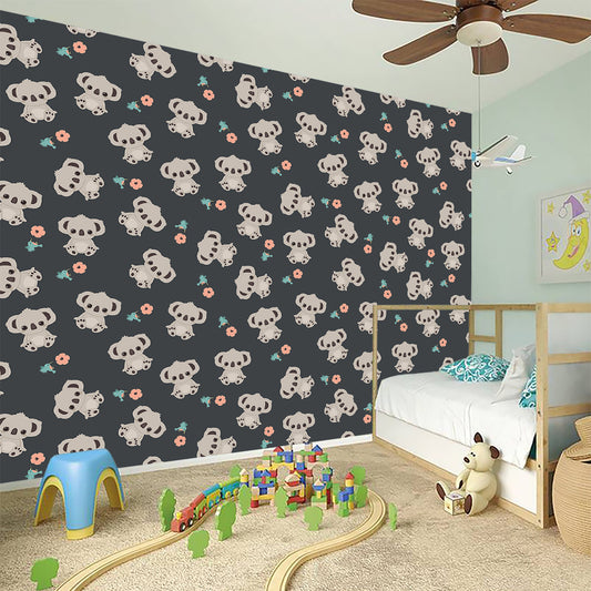 Baby Koala And Floral Pattern Print Wall Sticker