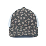 Baby Koala And Floral Pattern Print White Mesh Trucker Cap