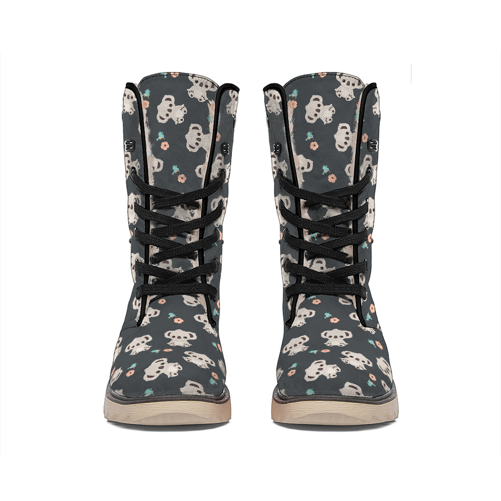 Baby Koala And Floral Pattern Print Winter Boots