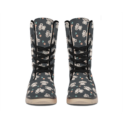 Baby Koala And Floral Pattern Print Winter Boots