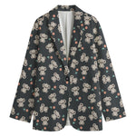 Baby Koala And Floral Pattern Print Women's Blazer