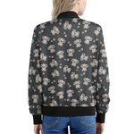 Baby Koala And Floral Pattern Print Women's Bomber Jacket