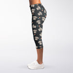 Baby Koala And Floral Pattern Print Women's Capri Leggings
