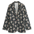Baby Koala And Floral Pattern Print Women's Cotton Blazer