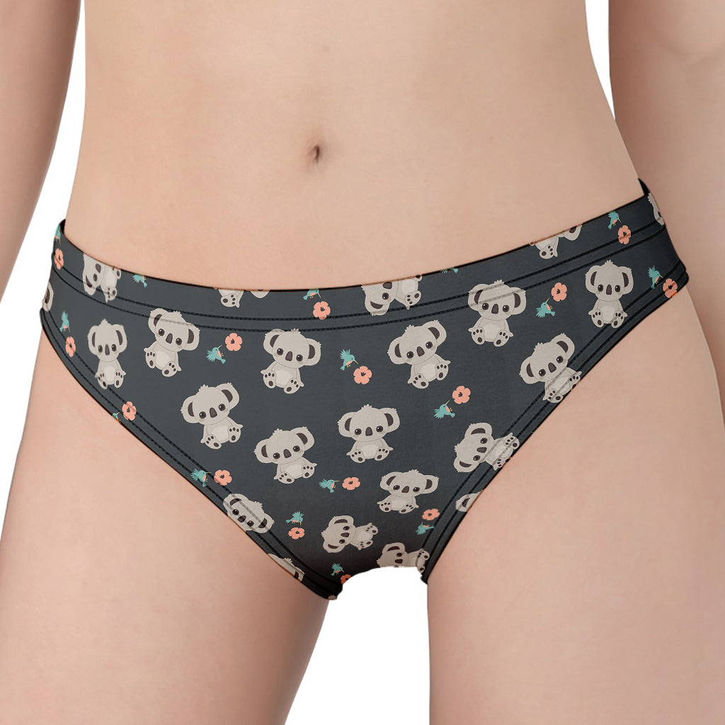 Baby Koala And Floral Pattern Print Women's Panties