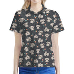 Baby Koala And Floral Pattern Print Women's Polo Shirt