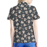 Baby Koala And Floral Pattern Print Women's Polo Shirt