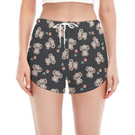 Baby Koala And Floral Pattern Print Women's Split Running Shorts