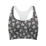 Baby Koala And Floral Pattern Print Women's Sports Bra