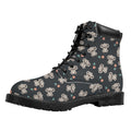 Baby Koala And Floral Pattern Print Padded Collar Lace Up Boots