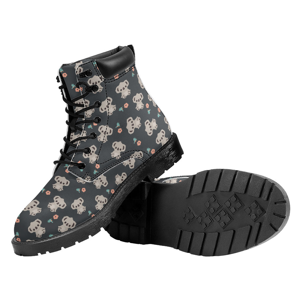 Baby Koala And Floral Pattern Print Work Boots