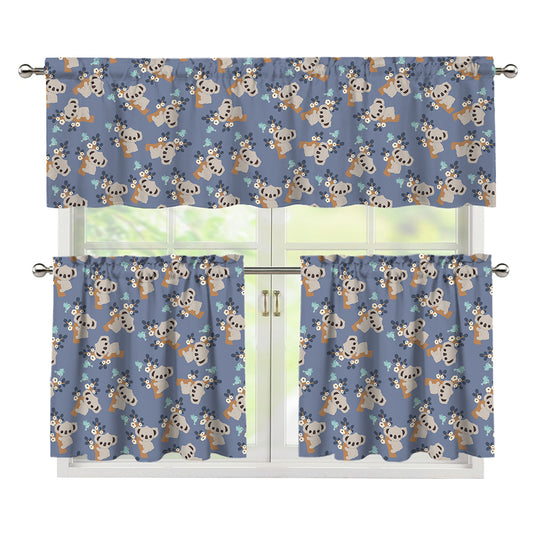 Baby Koala Pattern Print 3 Piece Kitchen Curtains