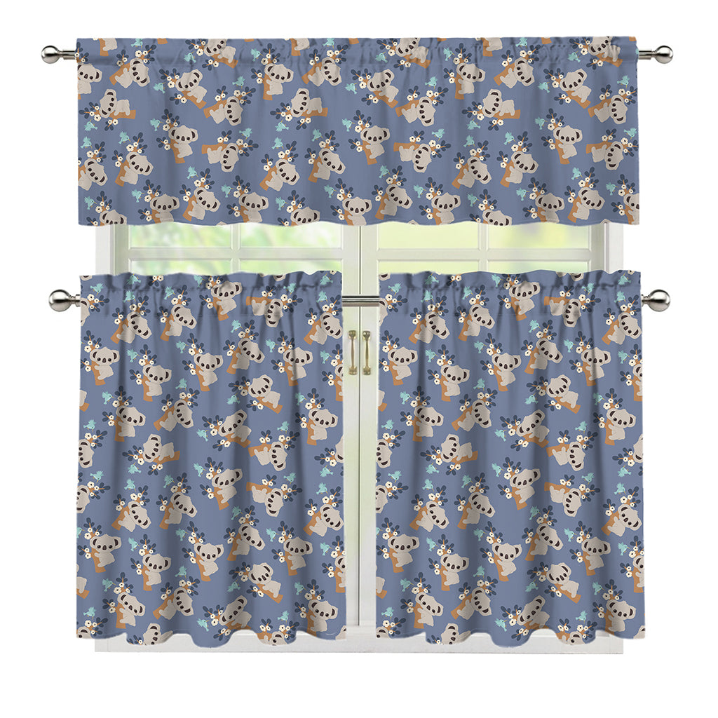 Baby Koala Pattern Print 3 Piece Kitchen Curtains