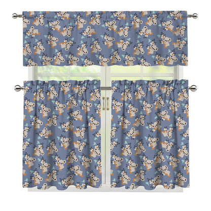 Baby Koala Pattern Print 3 Piece Kitchen Curtains