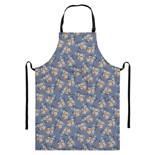 Baby Koala Pattern Print Bib Apron With Pocket