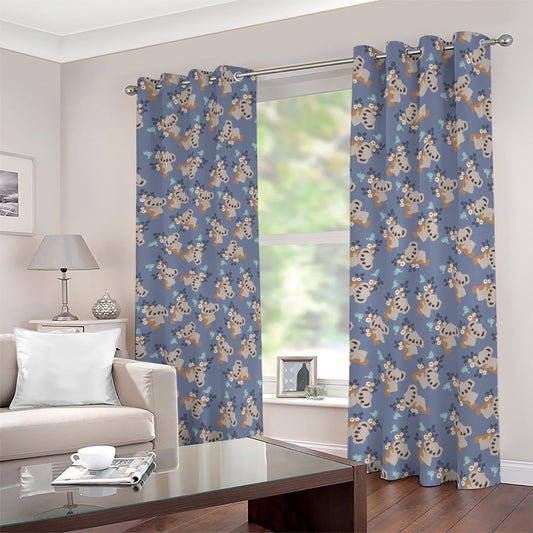 Baby Koala Pattern Print Blackout Grommet Curtains