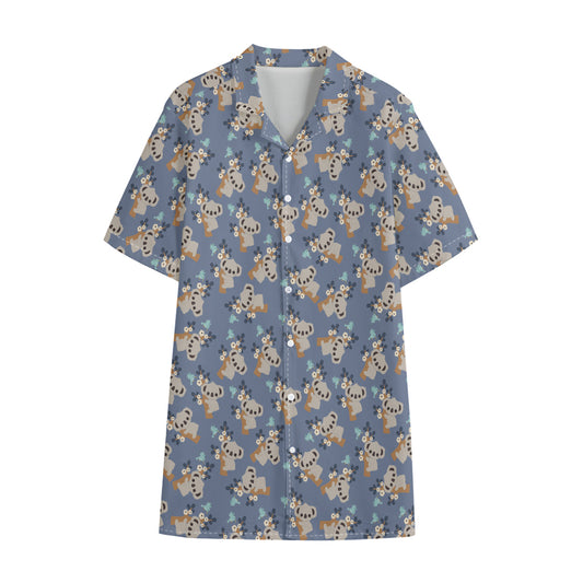 Baby Koala Pattern Print Cotton Hawaiian Shirt