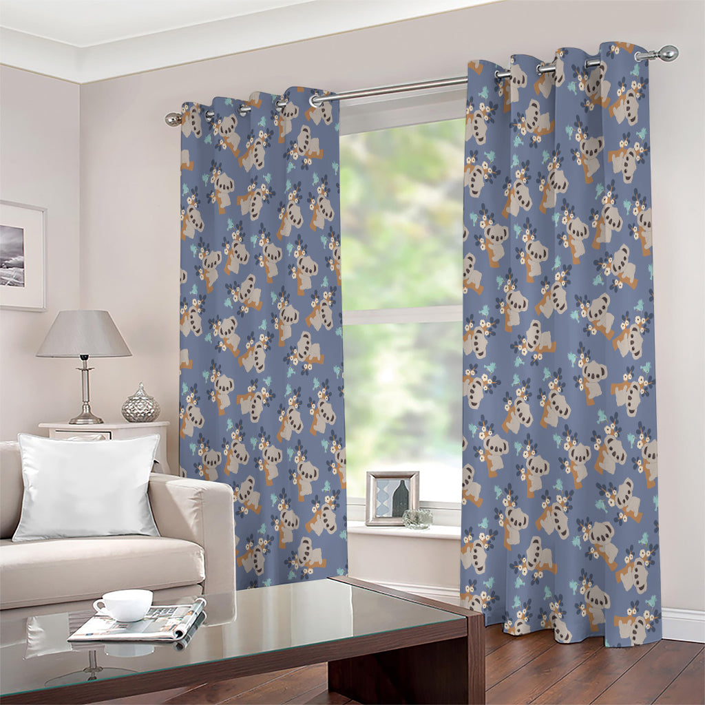 Baby Koala Pattern Print Extra Wide Grommet Curtains
