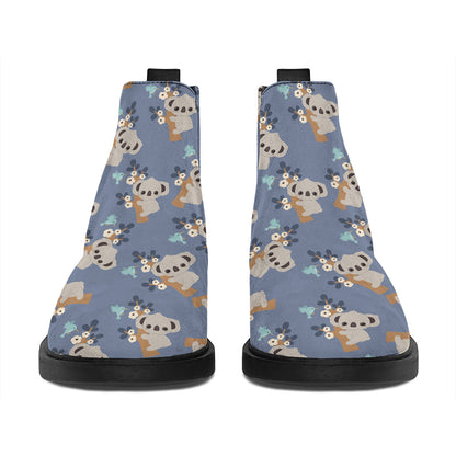 Baby Koala Pattern Print Flat Ankle Boots