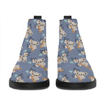 Baby Koala Pattern Print Flat Ankle Boots