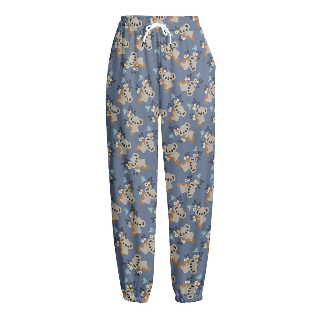 Baby Koala Pattern Print Fleece Lined Knit Pants
