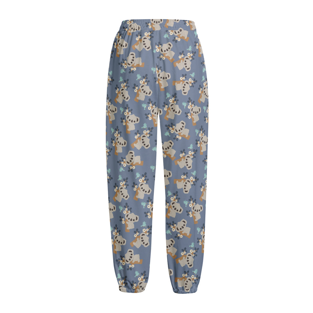 Baby Koala Pattern Print Fleece Lined Knit Pants