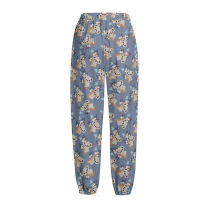 Baby Koala Pattern Print Fleece Lined Knit Pants