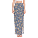 Baby Koala Pattern Print High Slit Maxi Skirt