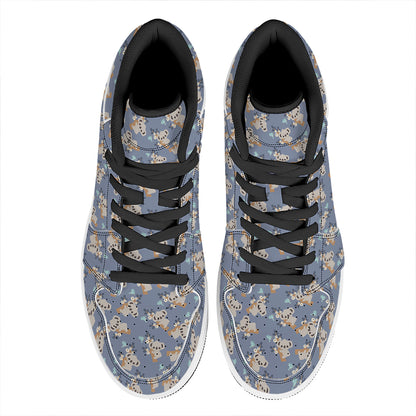 Baby Koala Pattern Print High Top Leather Sneakers