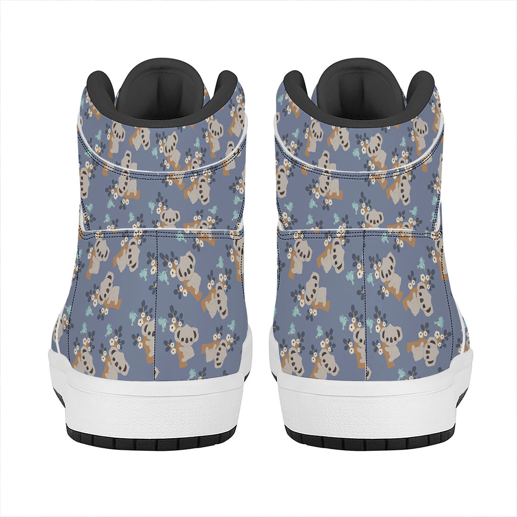 Baby Koala Pattern Print High Top Leather Sneakers