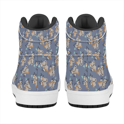 Baby Koala Pattern Print High Top Leather Sneakers